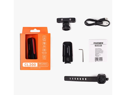 Zadnja kolesarska luč RAVEMEN CL200, 200 lm, 700 mAh, IPX6