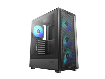Računalniško ohišje DeepCool CC550 4F, ATX, Midi-Tower, ARGB, kaljeno steklo, črno