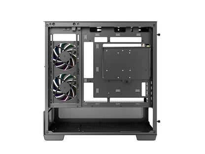 Računalniško ohišje DeepCool CG380U 3F, micro-ATX, ARGB, ukrivljeno kaljeno steklo, črno
