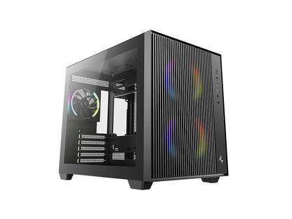 Računalniško ohišje DeepCool CG330 MESH 3F, micro-ATX, ARGB, kaljeno steklo, črno