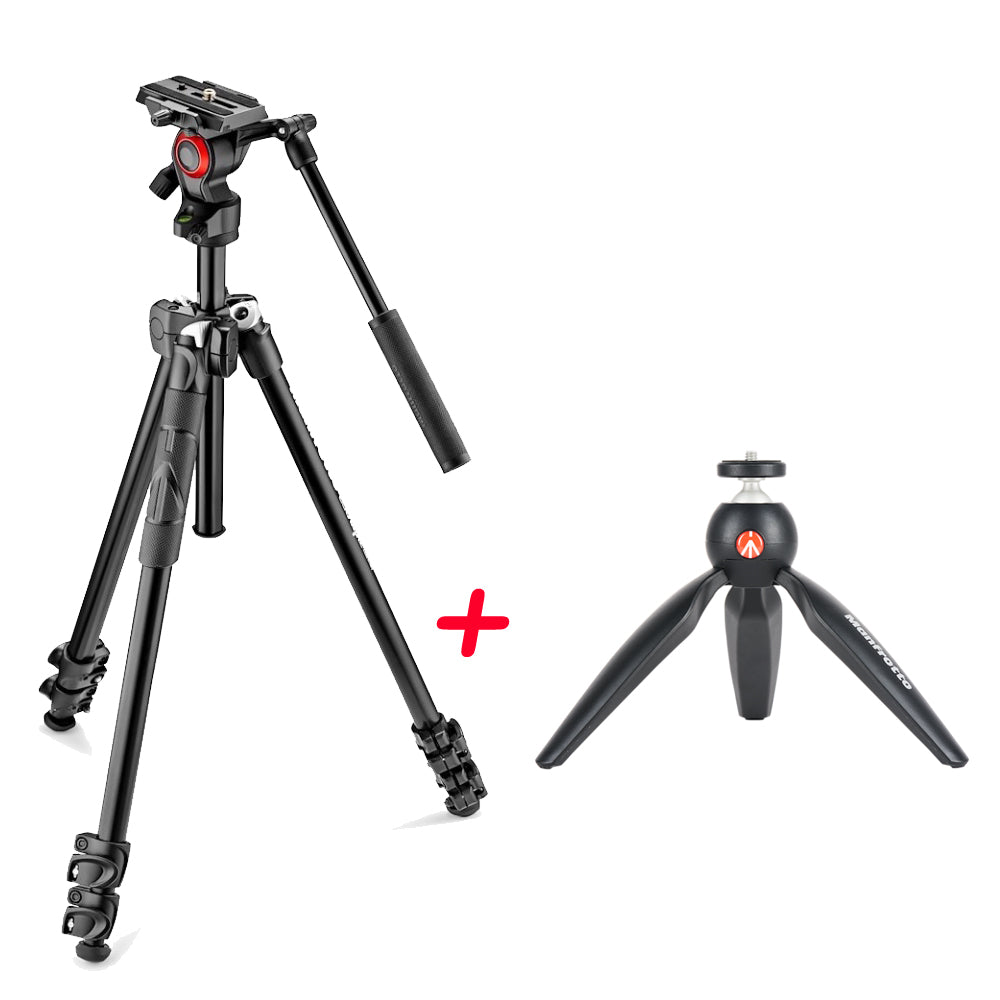 Manfrotto 290 light  ALU komplet foto stojalo z video fluid glavo Befree LIVE + PIXI mini namizno stojalo - MK290LTA3-V-BDL