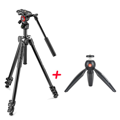 Manfrotto 290 light  ALU komplet foto stojalo z video fluid glavo Befree LIVE + PIXI mini namizno stojalo - MK290LTA3-V-BDL